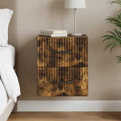vidaXL Wall-Mounted Bedside Cabinet Smoked Oak 34.5 x 33 x 40 cm 1