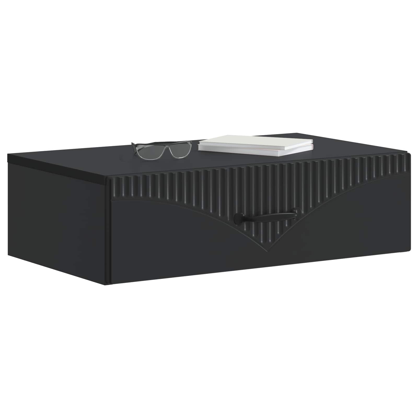 vidaXL Wall-Mounted Side Table 59 x 34.5 x 17 cm Engineered Wood Black 3