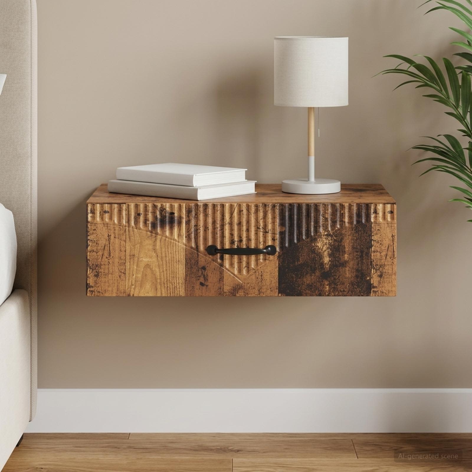 vidaXL Wall-Mounted Side Table 59 x 34.5 x 17 cm Engineered Wood 1