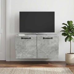 vidaXL Wall-Mounted TV Cabinet Concrete Grey 59.5 x 31 x 30 cm 4
