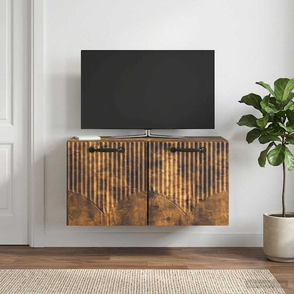 vidaXL Wall-Mounted TV Cabinet Smoked Oak 59.5 x 31 x 30 cm 4