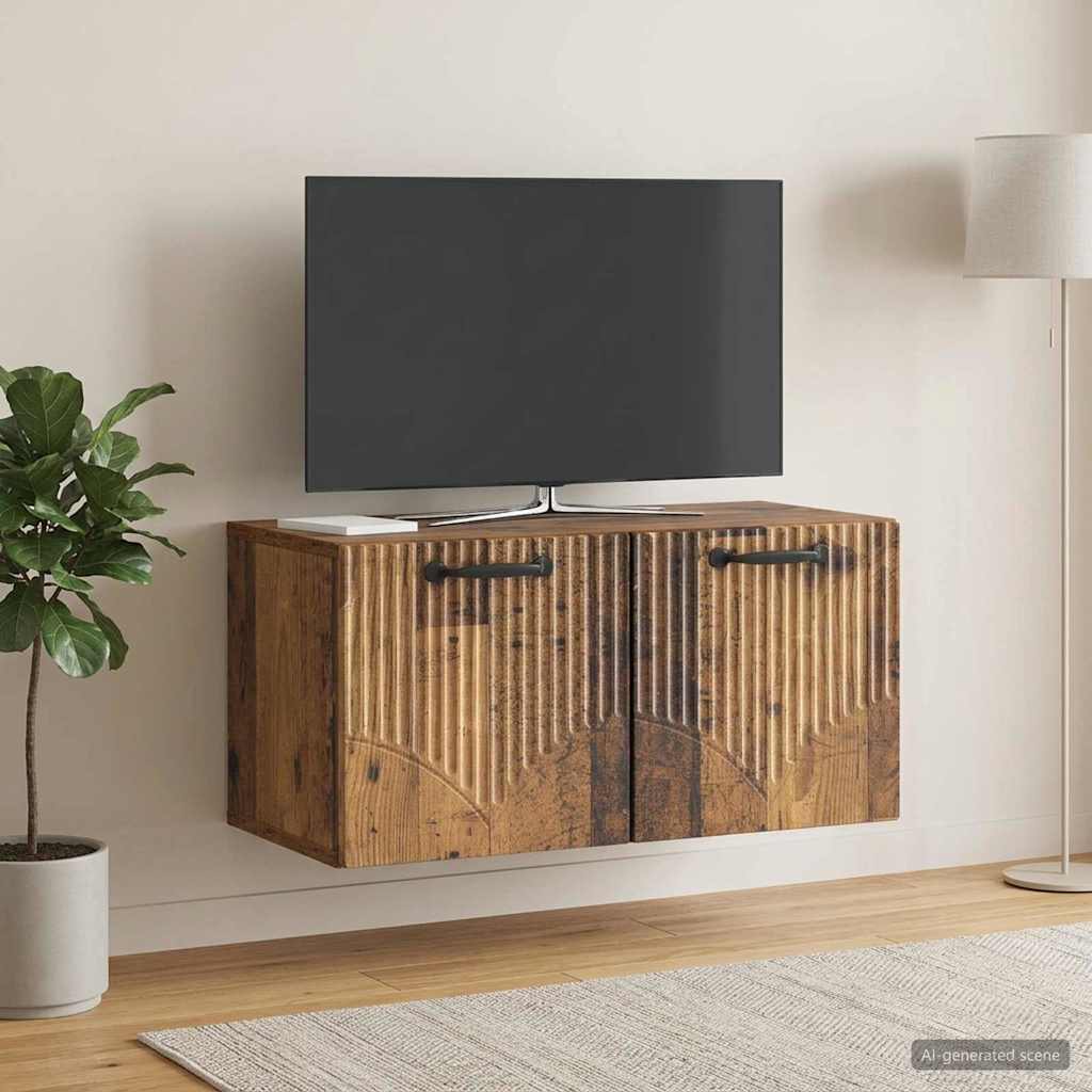vidaXL Wall-Mounted TV Cabinet Old Wood 59.5 x 31 x 30 cm 4