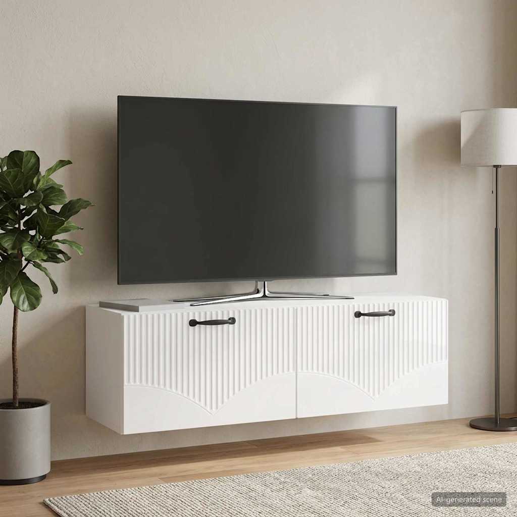 vidaXL Wall-Mounted TV Cabinet High Gloss White 98 x 31 x 30 cm 4