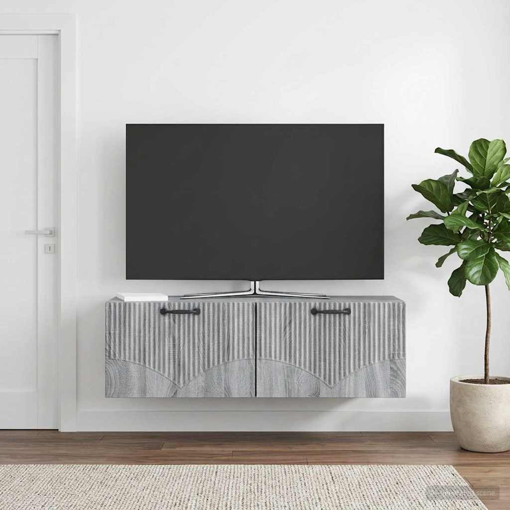 Wall-Mounted TV Cabinet 98 x 31 x 30 cm Grey sonoma