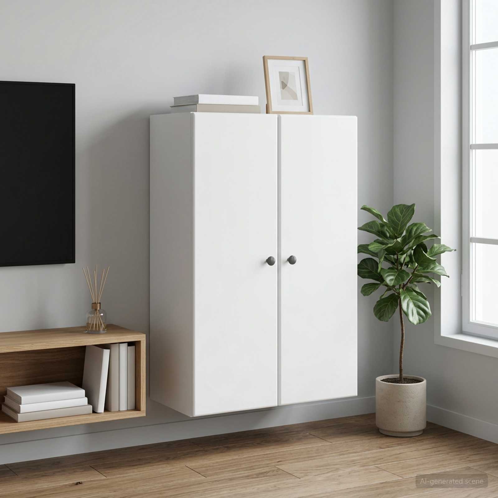 vidaXL Wall-Mounted Cabinet White 66 x 34.5 x 90 cm Engineered Wood 1