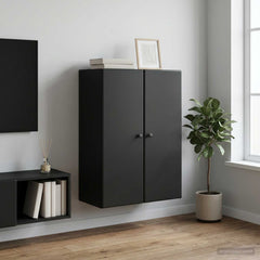 vidaXL Wall-Mounted Cabinet 66 x 34.5 x 90 cm Engineered Wood Black 1