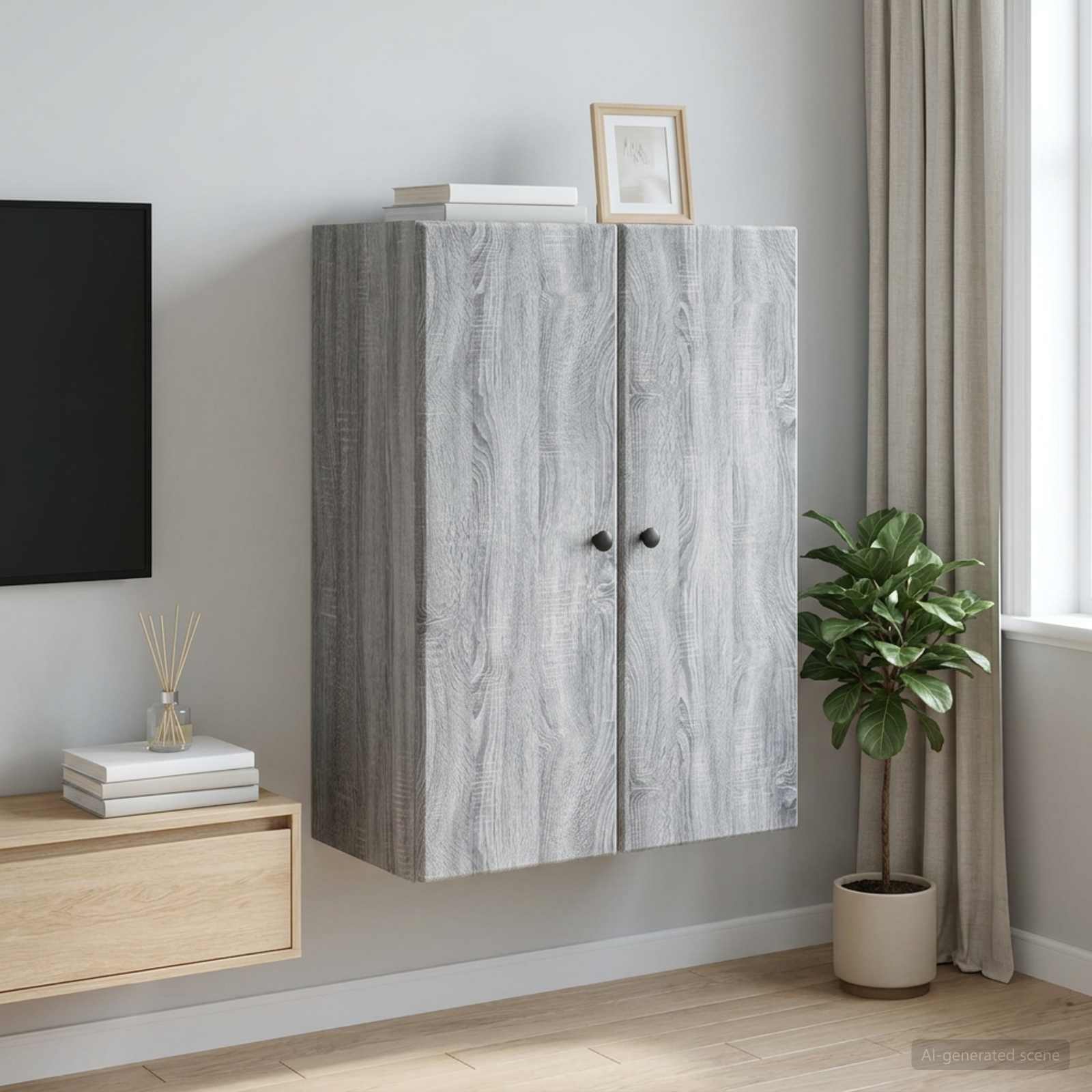 vidaXL Wall-Mounted Cabinet 66 x 34.5 x 90 cm Engineered Wood 1