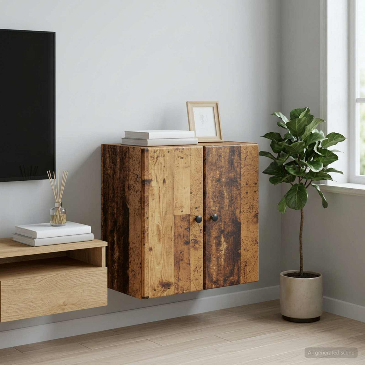 Wall-Mounted Cabinet 59 x 31 x 60 cm Engineered Wood Old wood