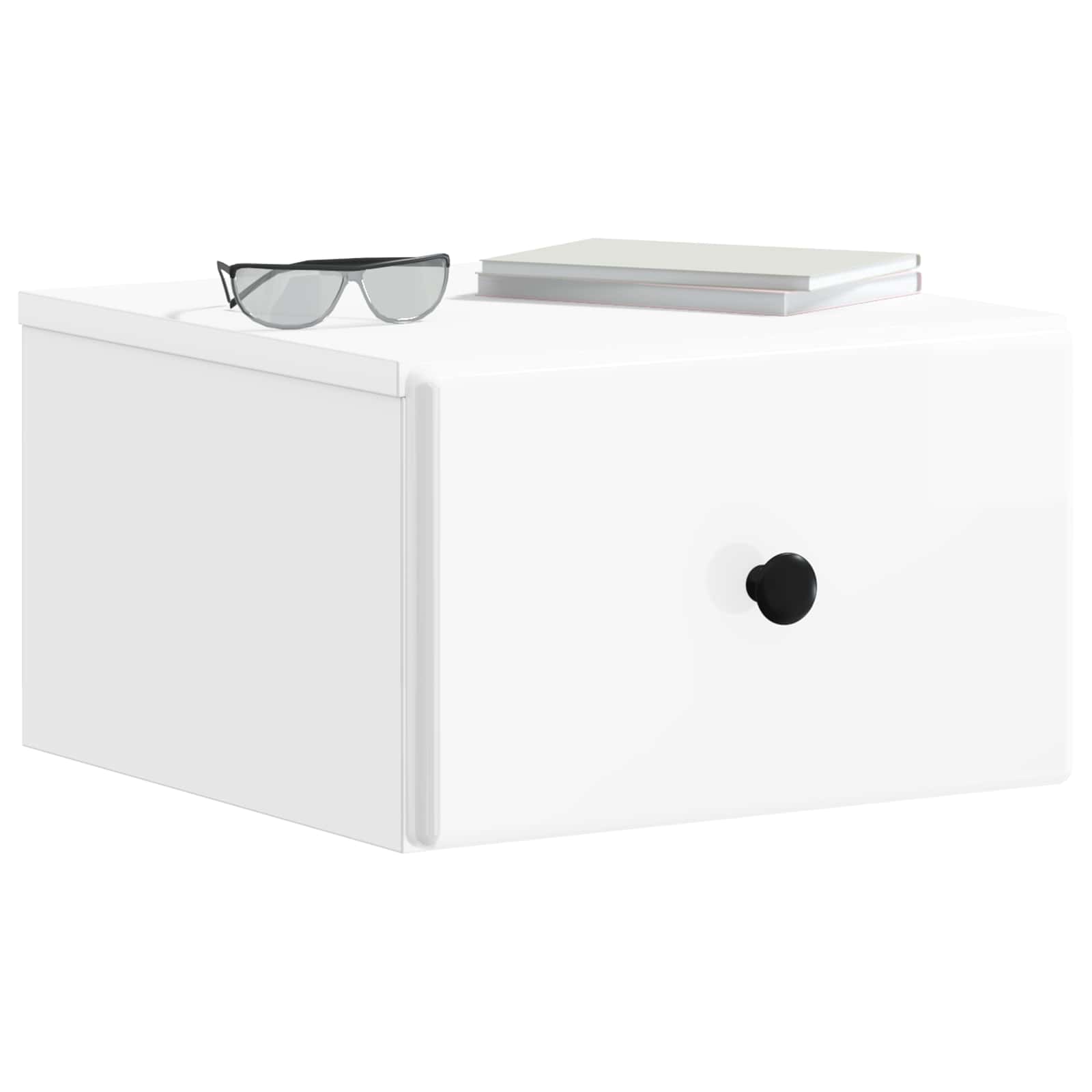 vidaXL Wall-Mounted Bedside Cabinet High Gloss White 34.5 x 33 x 20 cm 3