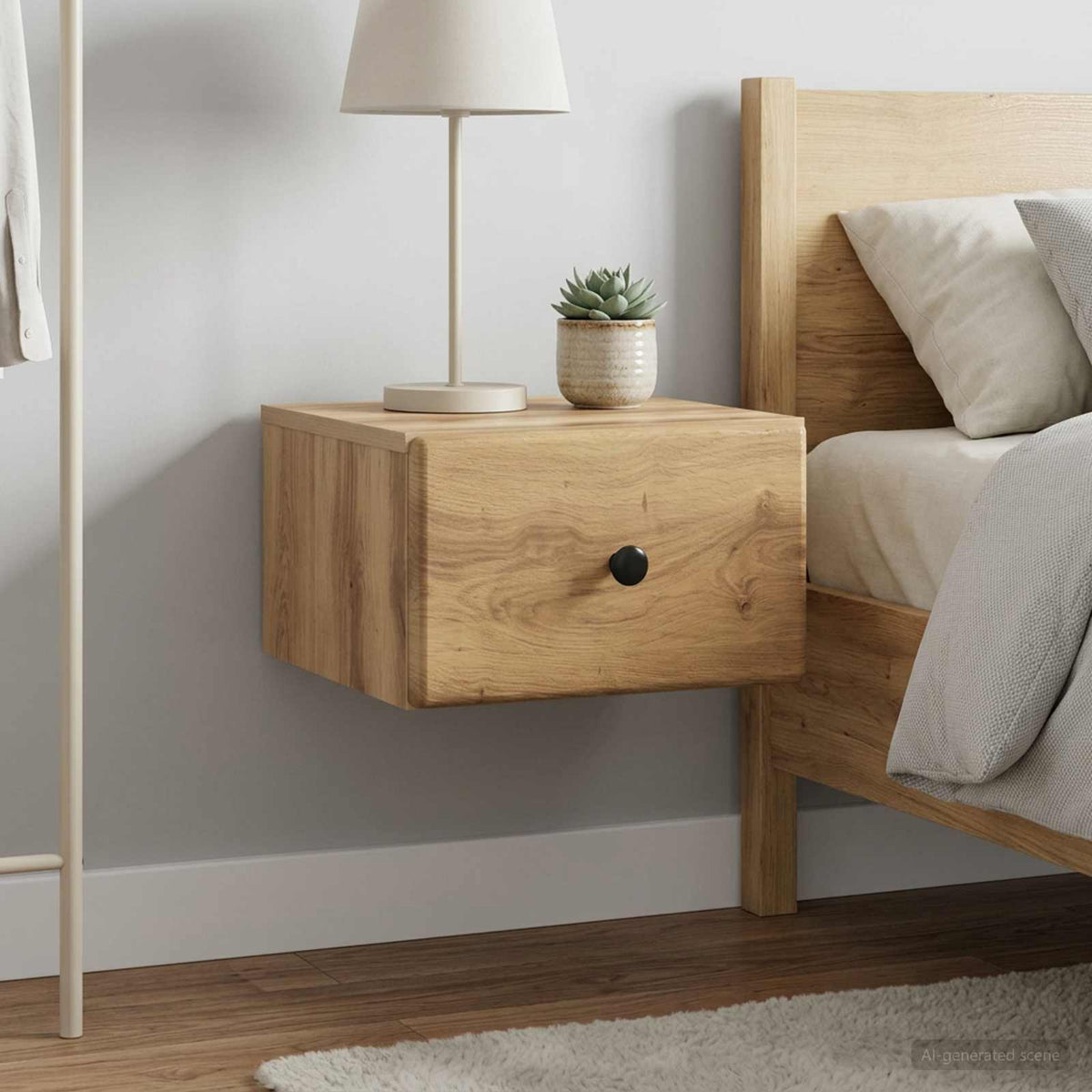 Wall-Mounted Bedside Cabinet 34.5 x 33 x 20 cm Artisan oak 2