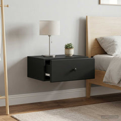 vidaXL Wall-Mounted Bedside Cabinet 2 pcs Black 49 x 34.5 x 20 cm 1