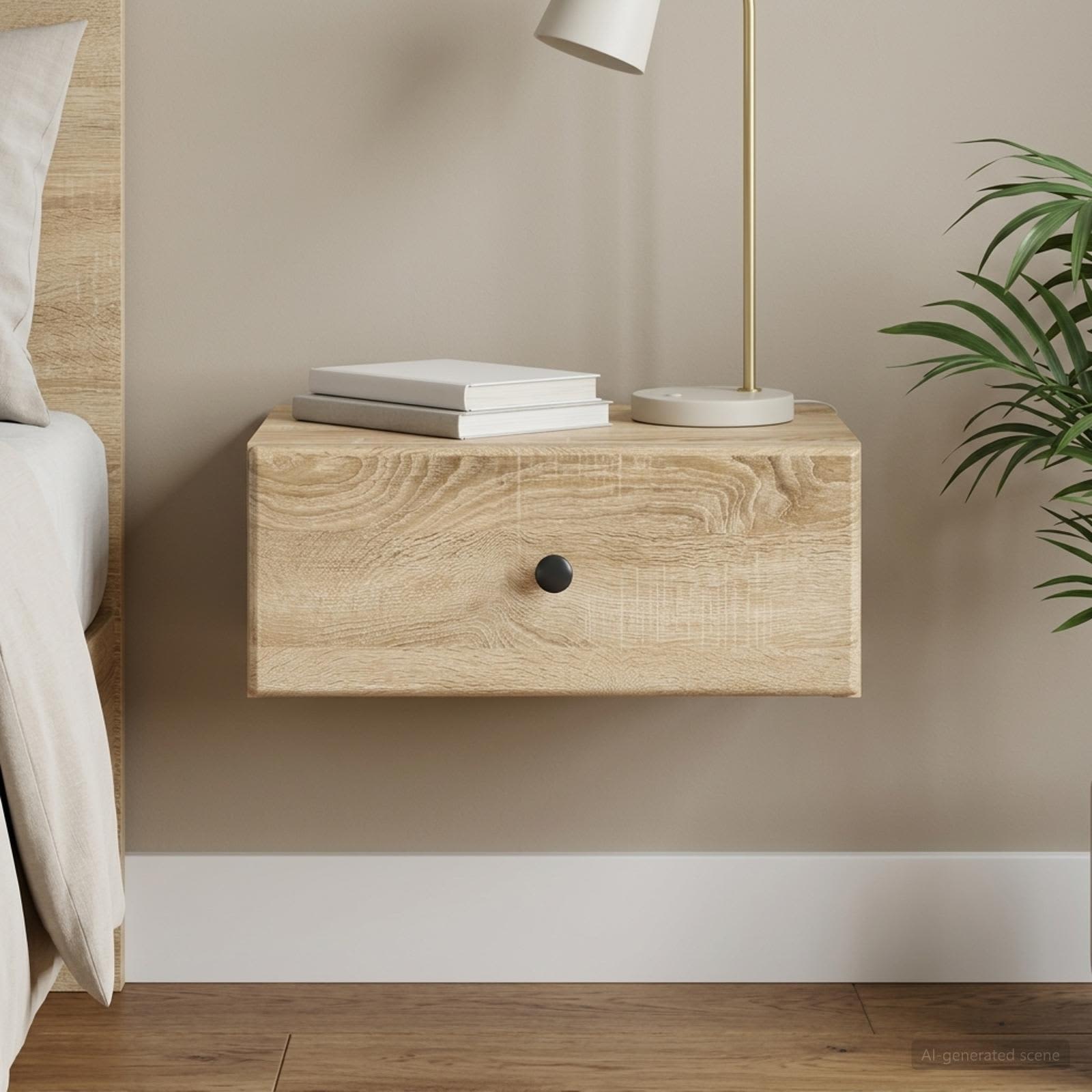 vidaXL Wall-Mounted Bedside Cabinet Sonoma Oak 49 x 34.5 x 20 cm 1