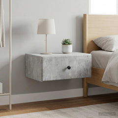 vidaXL Wall-Mounted Bedside Cabinet 2 pcs Concrete Grey 1