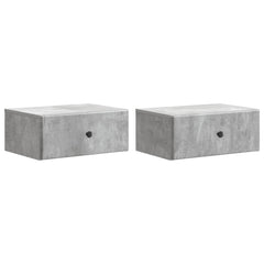 vidaXL Wall-Mounted Bedside Cabinet 2 pcs Concrete Grey 2