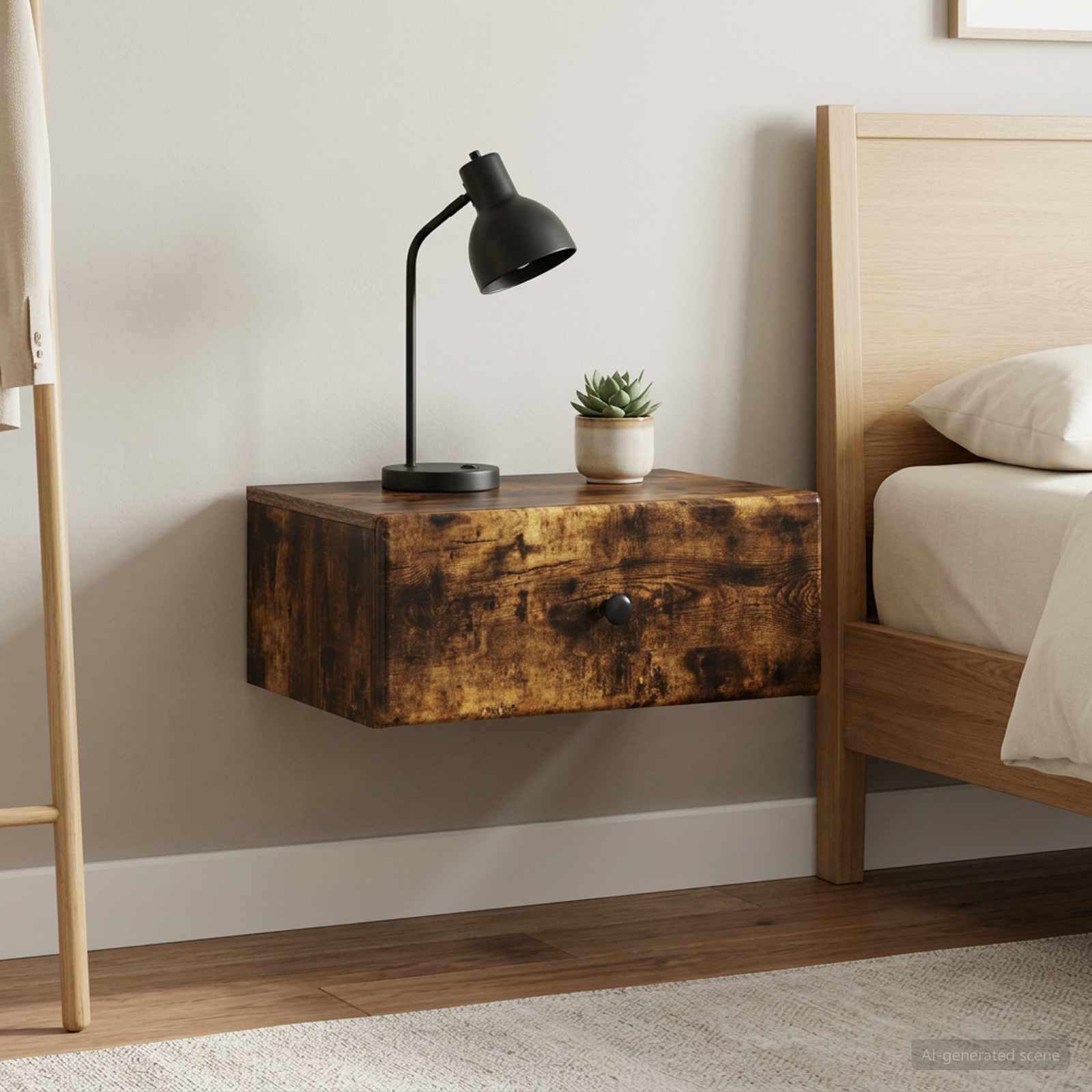 vidaXL Wall-Mounted Bedside Cabinet 2 pcs Smoked Oak 49 x 34.5 x 20 cm 1
