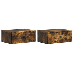 vidaXL Wall-Mounted Bedside Cabinet 2 pcs Smoked Oak 49 x 34.5 x 20 cm 2