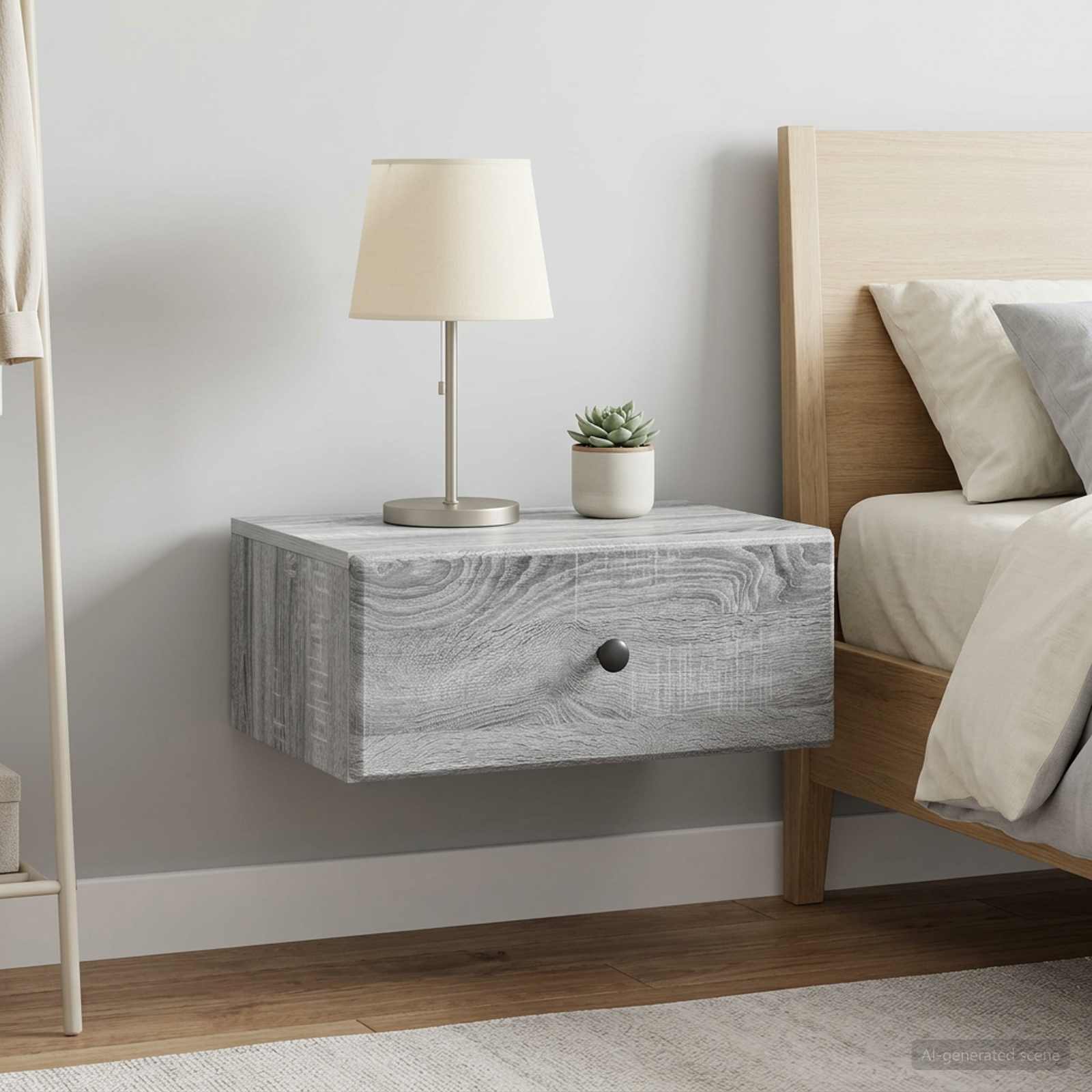vidaXL Wall-Mounted Bedside Cabinet 2 pcs Grey Sonoma 1