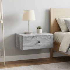 vidaXL Wall-Mounted Bedside Cabinet 2 pcs Grey Sonoma 1