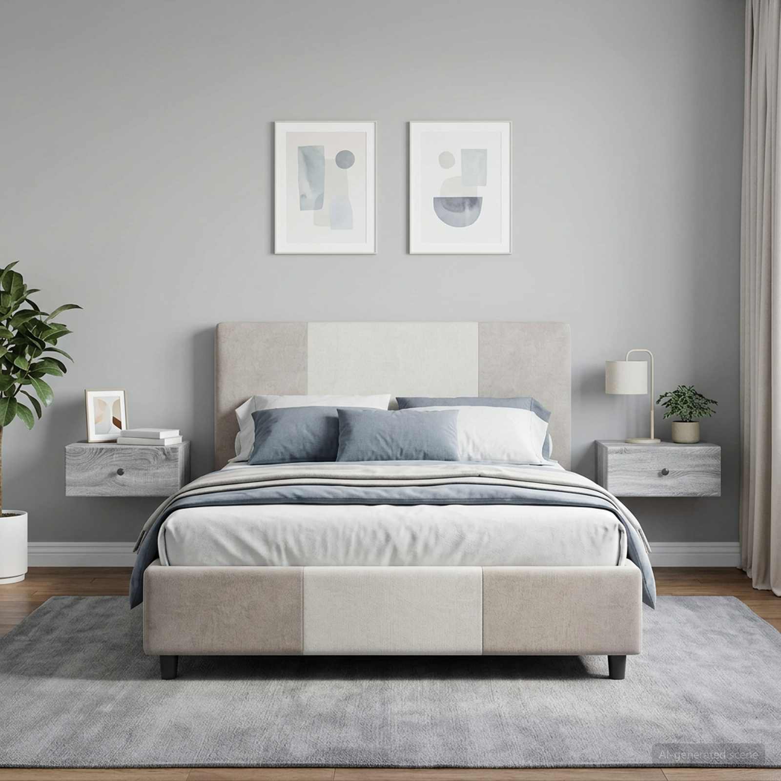 vidaXL Wall-Mounted Bedside Cabinet 2 pcs Grey Sonoma 4
