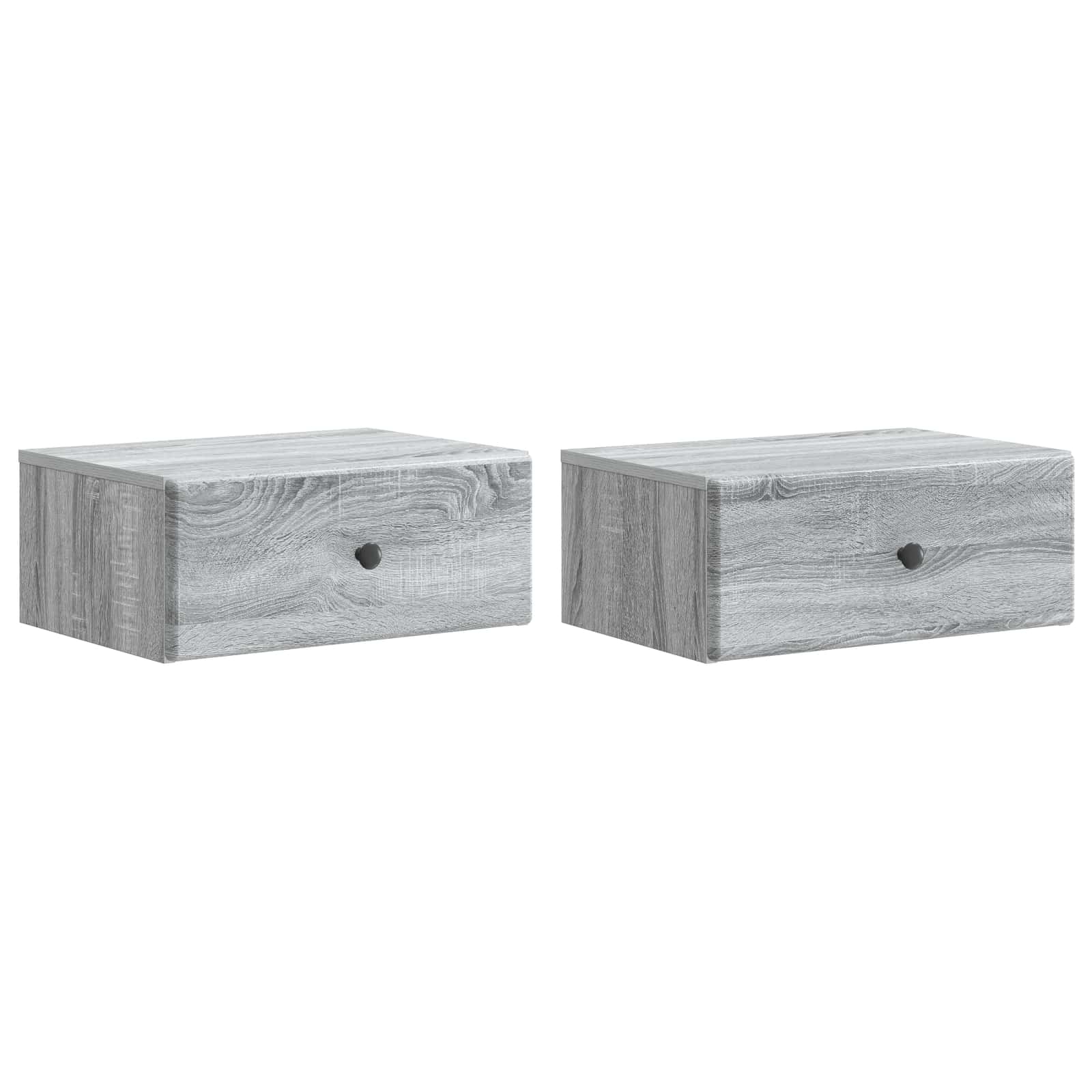 vidaXL Wall-Mounted Bedside Cabinet 2 pcs Grey Sonoma 2