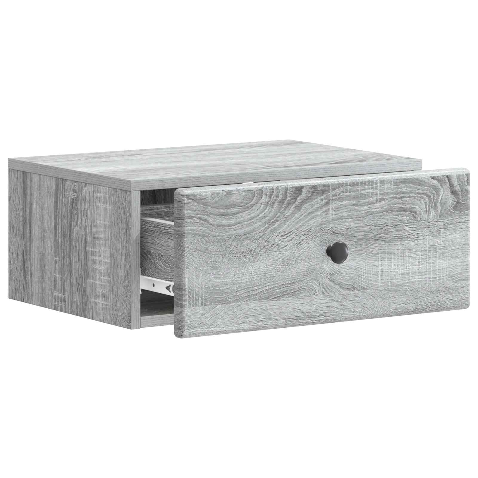 vidaXL Wall-Mounted Bedside Cabinet 2 pcs Grey Sonoma 6