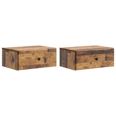 vidaXL Wall-Mounted Bedside Cabinet 2 pcs Old Wood 49 x 34.5 x 20 cm 2