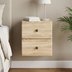 vidaXL Wall-Mounted Bedside Cabinet Sonoma Oak 34.5 x 33 x 40 cm 1