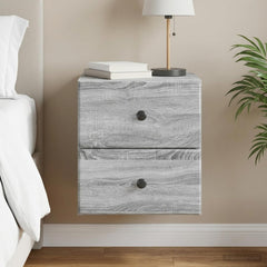 vidaXL Wall-Mounted Bedside Cabinet Grey Sonoma 34.5 x 33 x 40 cm 1
