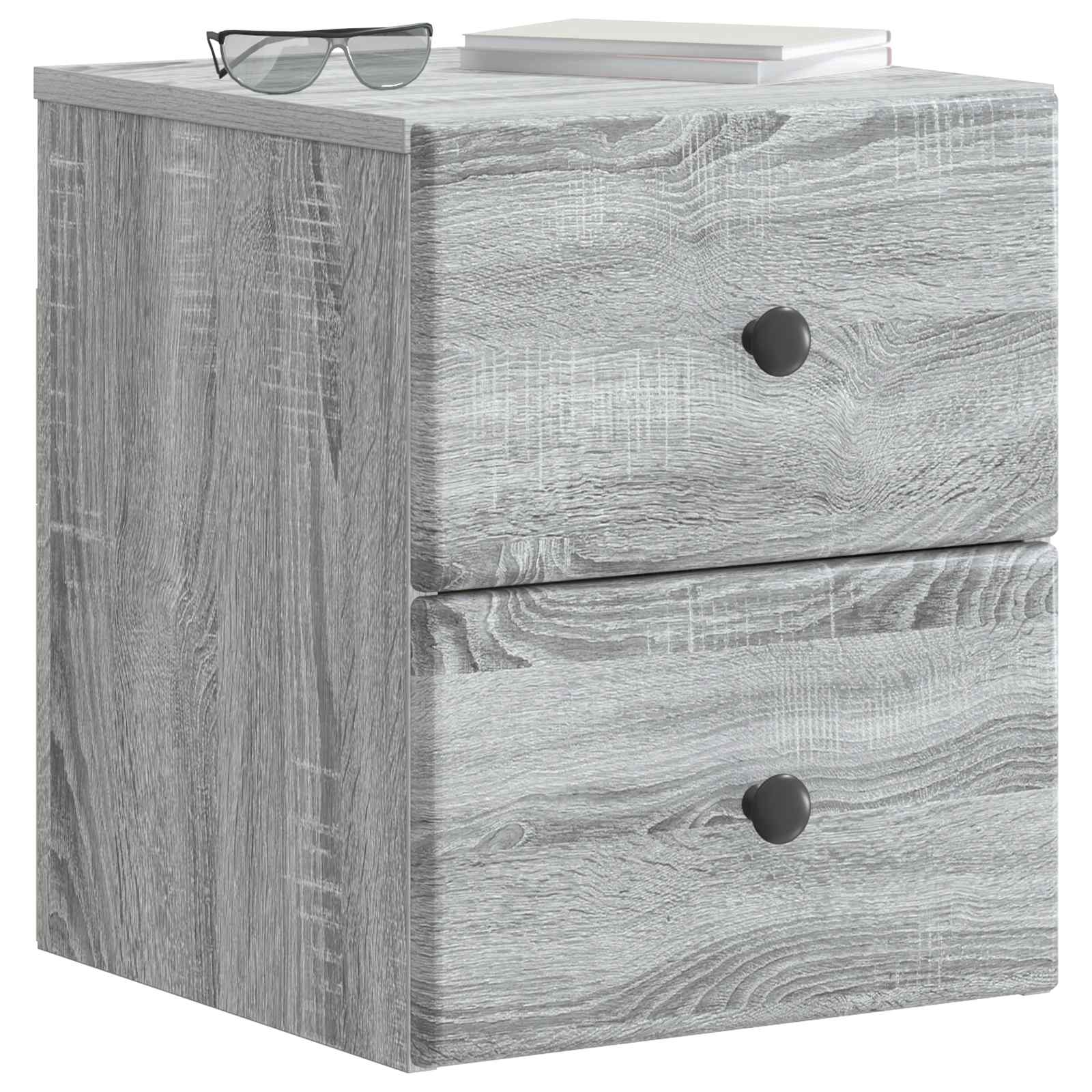 vidaXL Wall-Mounted Bedside Cabinet Grey Sonoma 34.5 x 33 x 40 cm 3