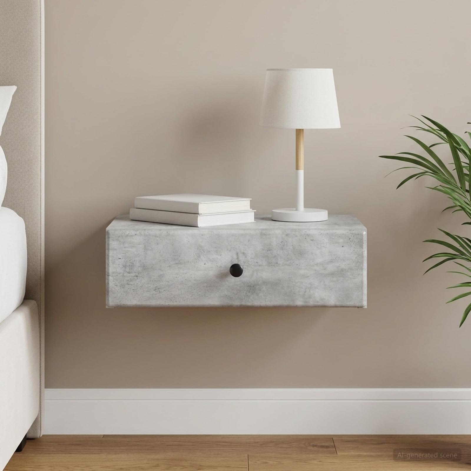 vidaXL Wall-Mounted Side Table Concrete Grey 59 x 34.5 x 17 cm 1