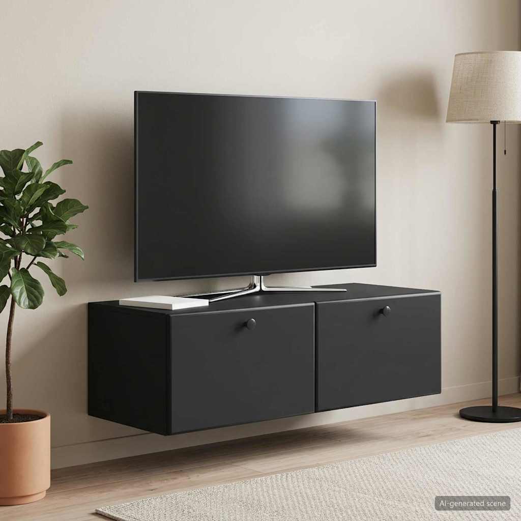 vidaXL Wall-Mounted TV Cabinet 98 x 41 x 30 cm Black Engineered Wood 1