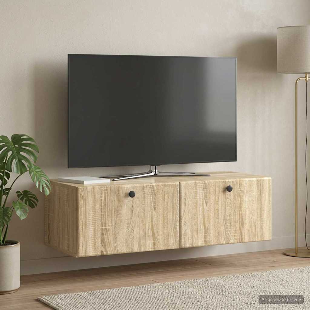 vidaXL Wall-Mounted TV Cabinet 98 x 41 x 30 cm Sonoma Oak 1