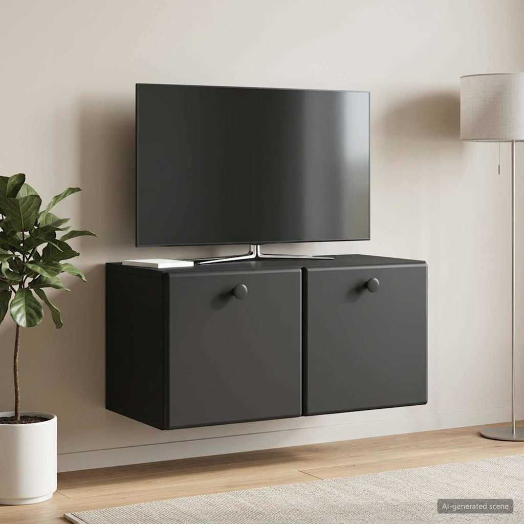 vidaXL Wall-Mounted TV Cabinet 59.5 x 31 x 30 cm Black Engineered Wood 4