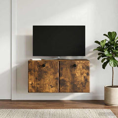 vidaXL Wall-Mounted TV Cabinet 59.5 x 31 x 30 cm Smoked Oak 4