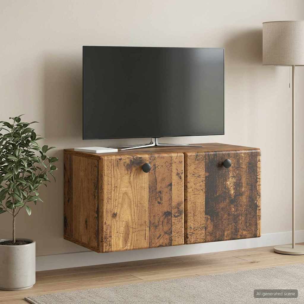 vidaXL Wall-Mounted TV Cabinet 59.5 x 31 x 30 cm Old Wood 4