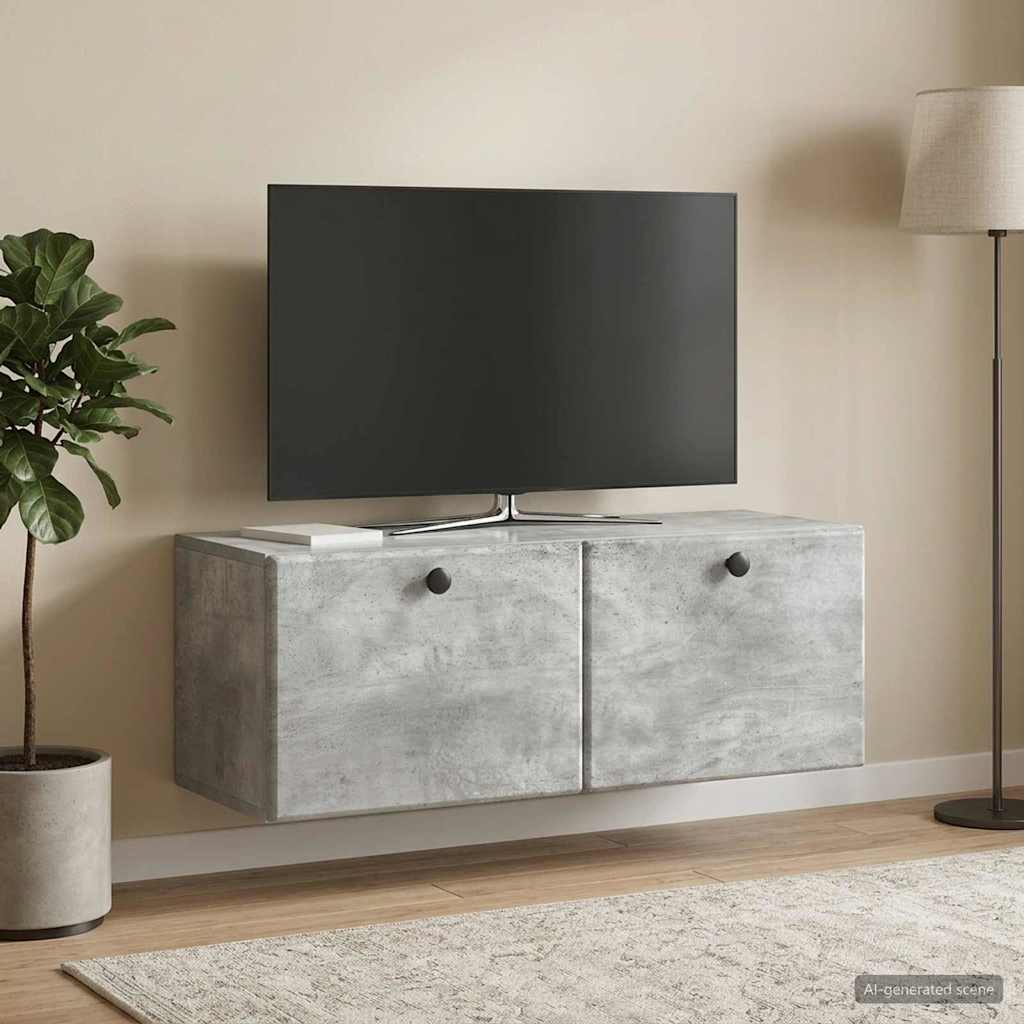 Wall-Mounted TV Cabinet 78.5 x 31 x 30 cm Concrete grey