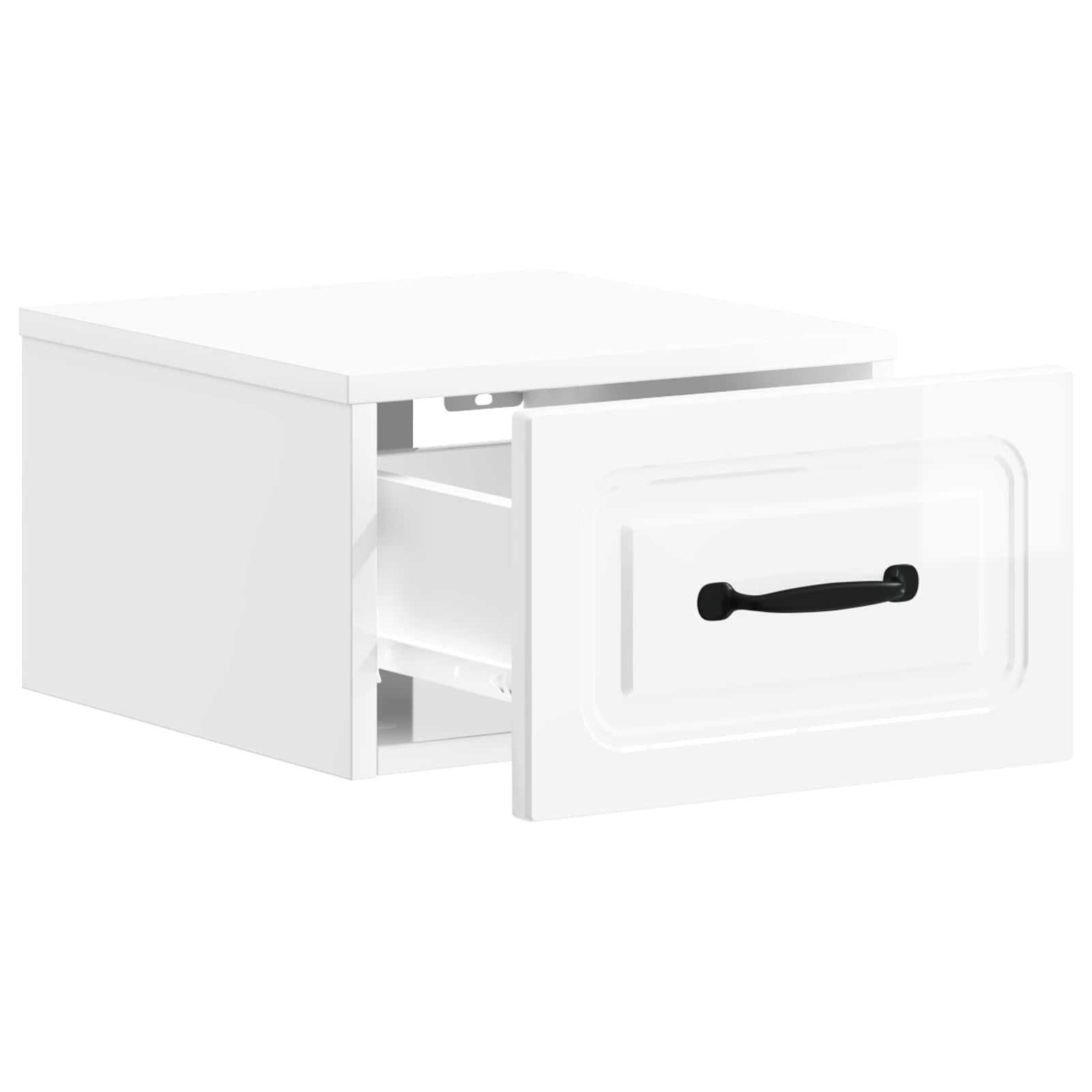 vidaXL Wall-Mounted Bedside Cabinet High Gloss White 34.5 x 33 x 20 cm 4