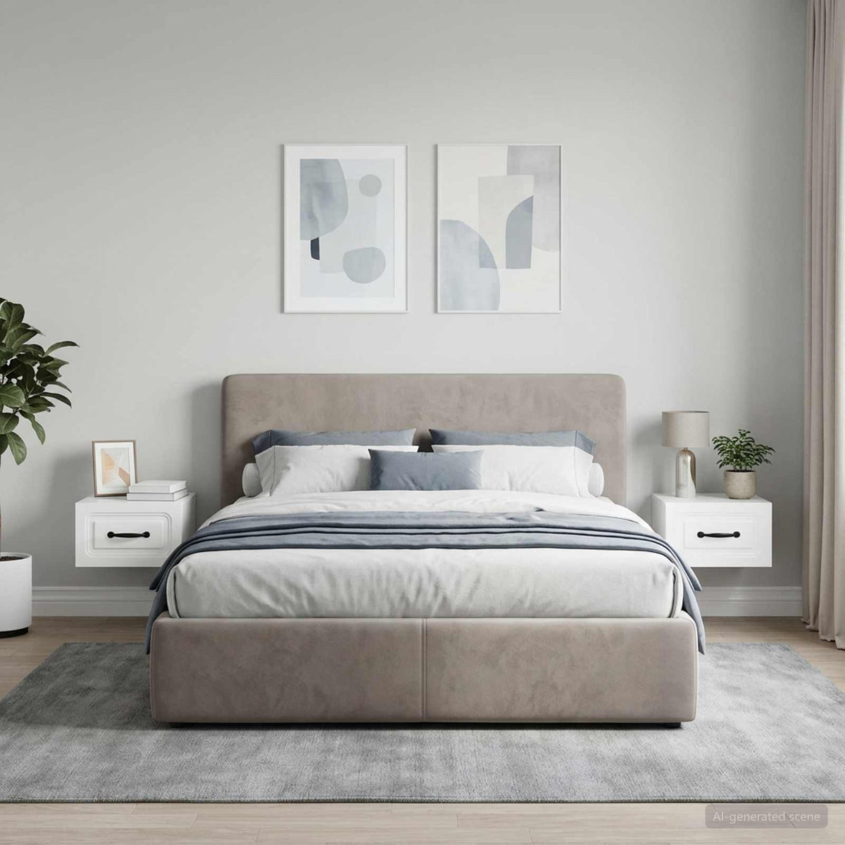 Wall-Mounted Bedside Cabinet 34.5 x 33 x 20 cm High gloss white 2