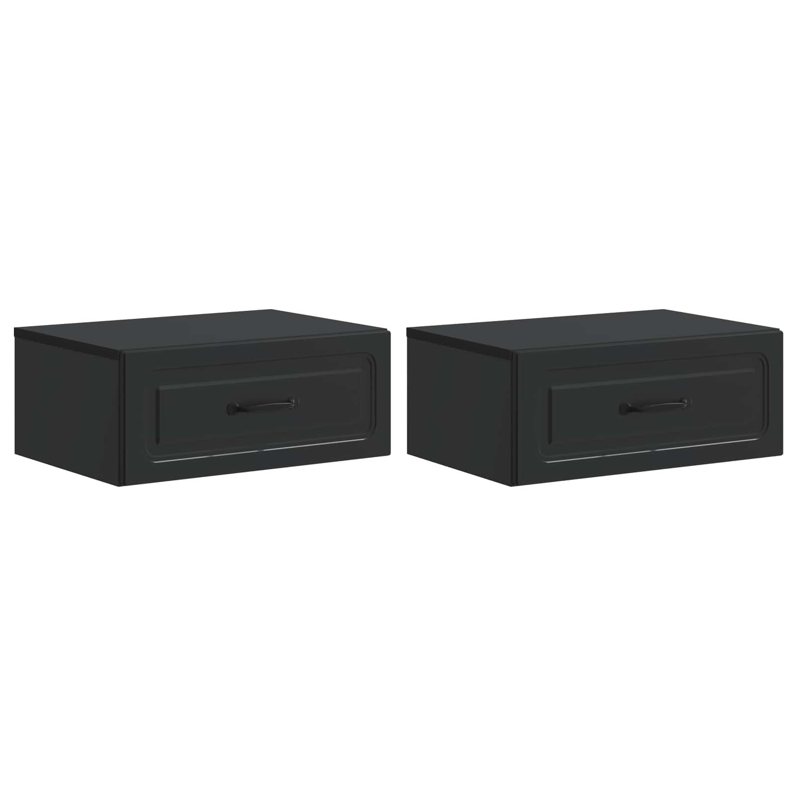 vidaXL Wall-Mounted Bedside Cabinet 2 pcs Black 49 x 34.5 x 20 cm 2