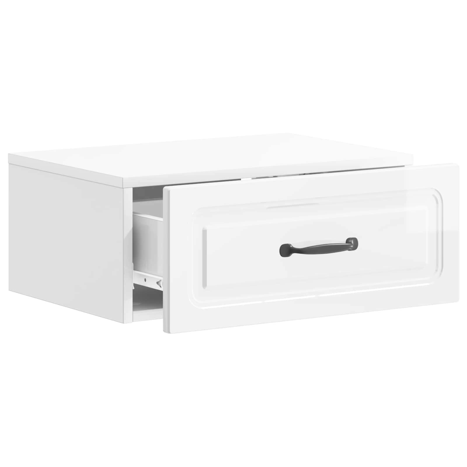 vidaXL Wall-Mounted Bedside Cabinet High Gloss White 49 x 34.5 x 20 cm 4