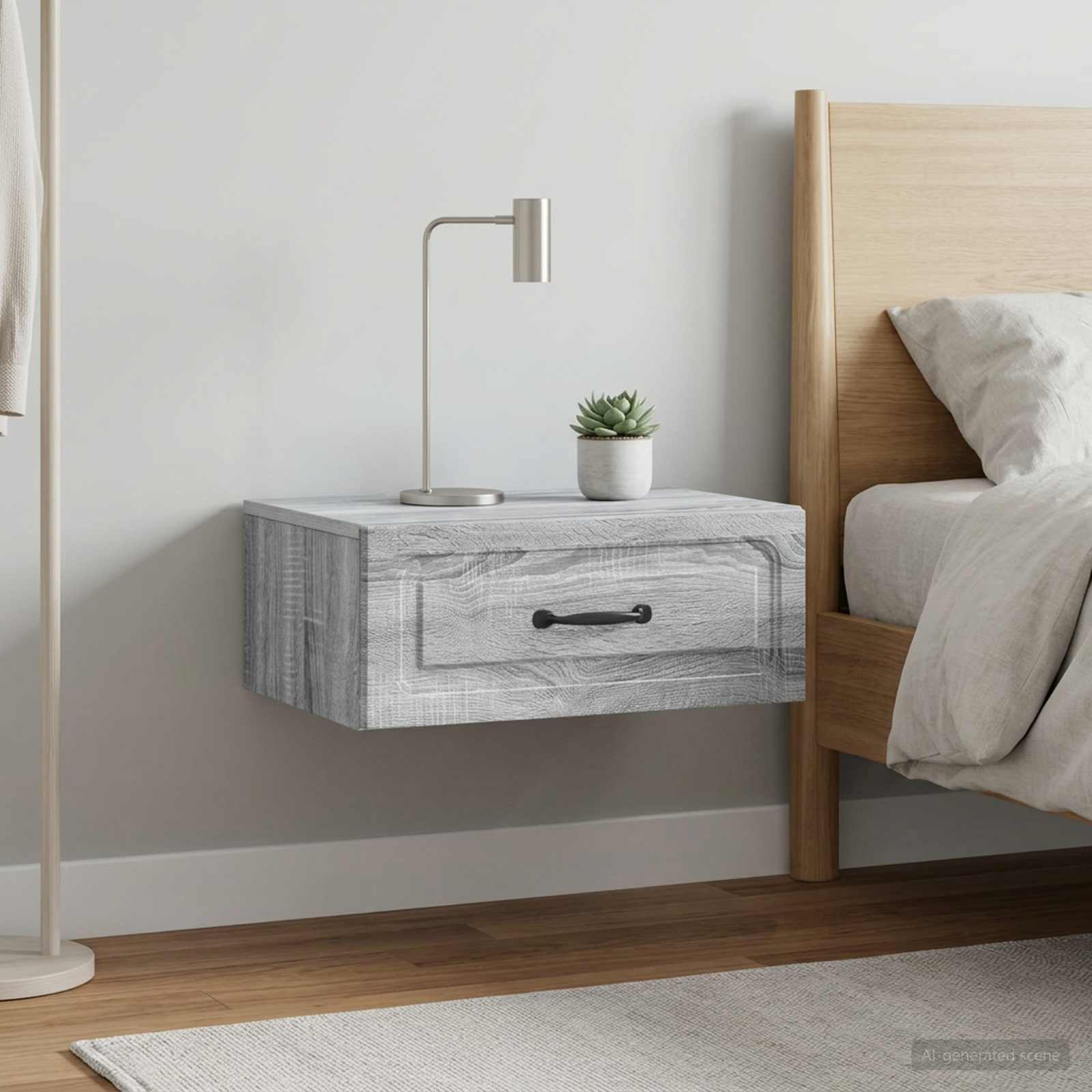 vidaXL Wall-Mounted Bedside Cabinet 2 pcs Grey Sonoma 1
