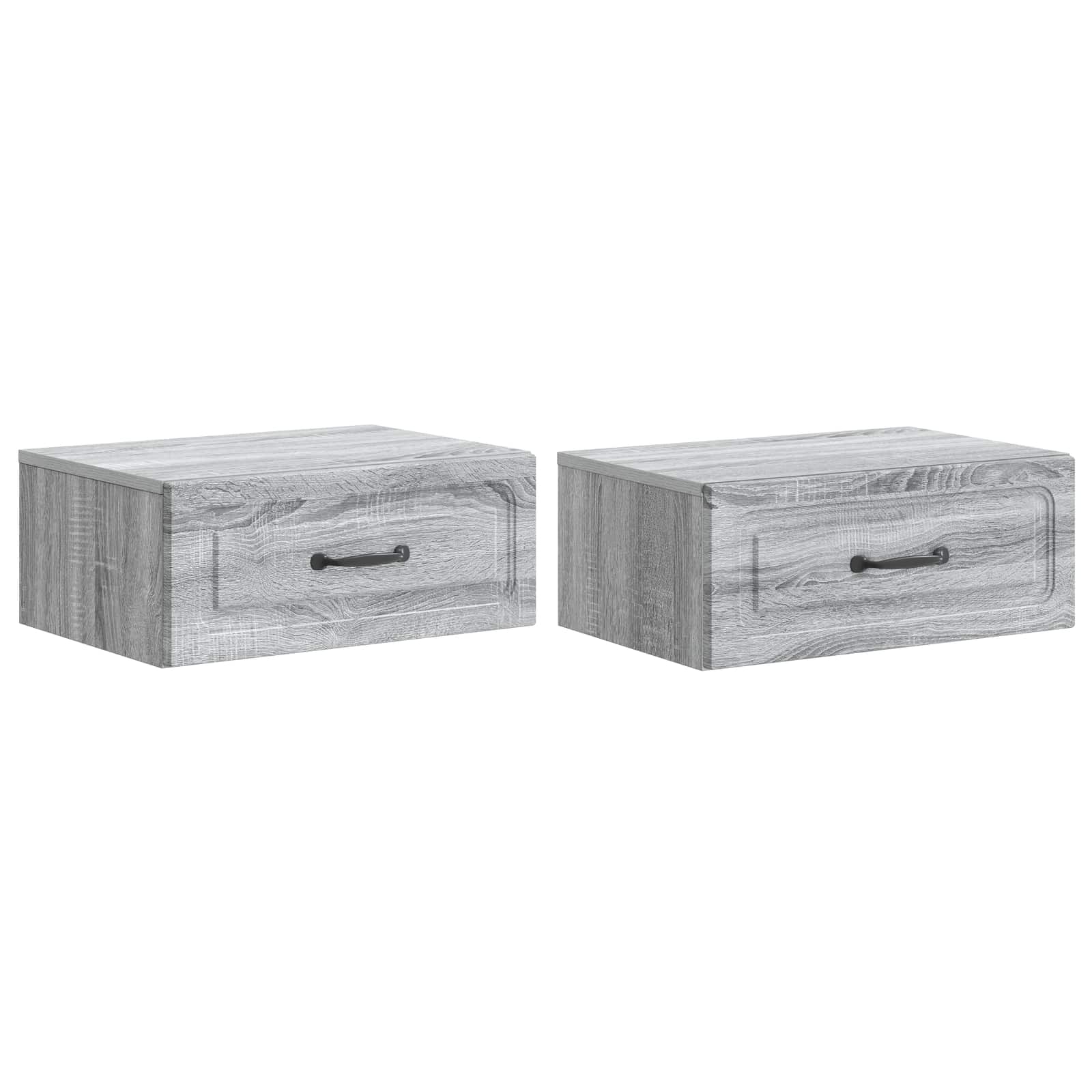 vidaXL Wall-Mounted Bedside Cabinet 2 pcs Grey Sonoma 2