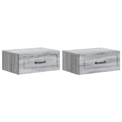 vidaXL Wall-Mounted Bedside Cabinet 2 pcs Grey Sonoma 2