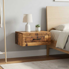 vidaXL Wall-Mounted Bedside Cabinet 2 pcs Old Wood 49 x 34.5 x 20 cm 1
