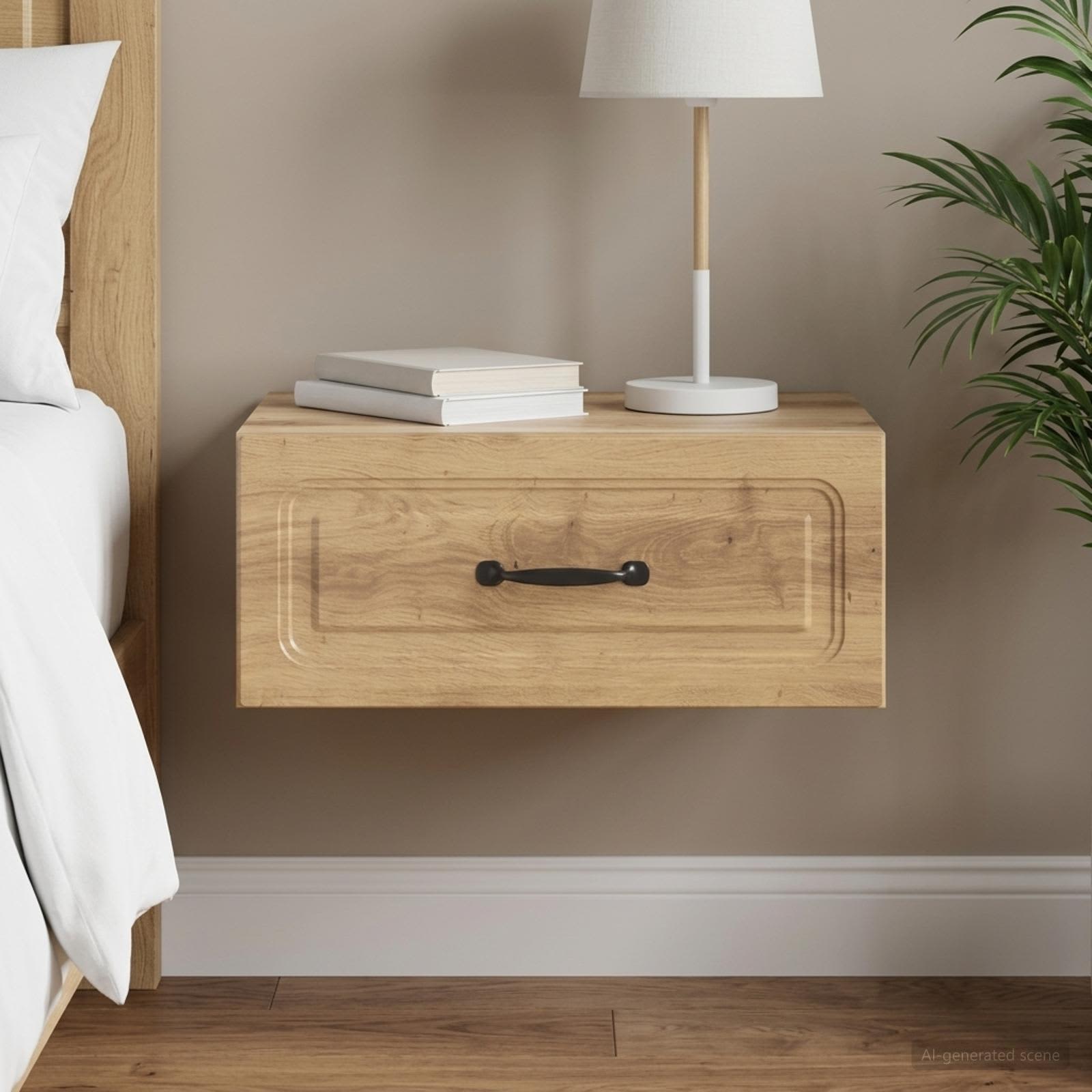 vidaXL Wall-Mounted Bedside Cabinet Artisan Oak 49 x 34.5 x 20 cm 1