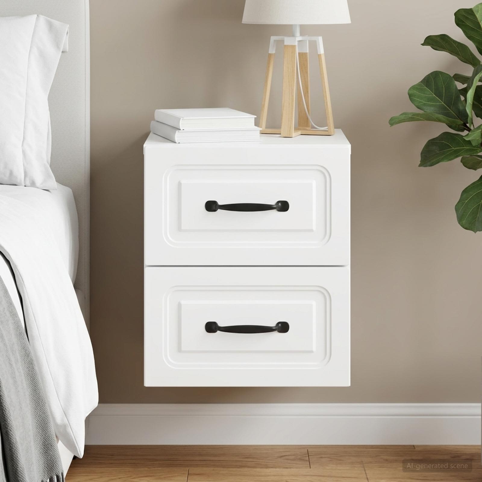 vidaXL Wall-Mounted Bedside Cabinet White 34.5 x 33 x 40 cm 1