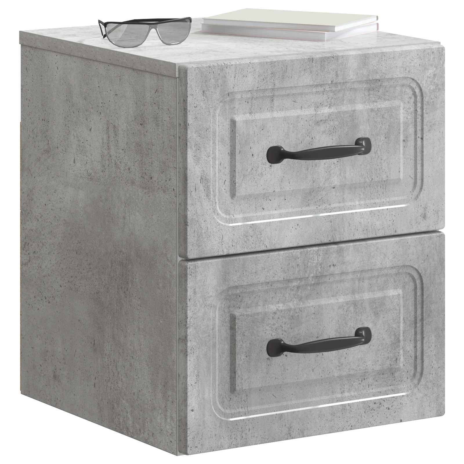 vidaXL Wall-Mounted Bedside Cabinet Concrete Grey 34.5 x 33 x 40 cm 3