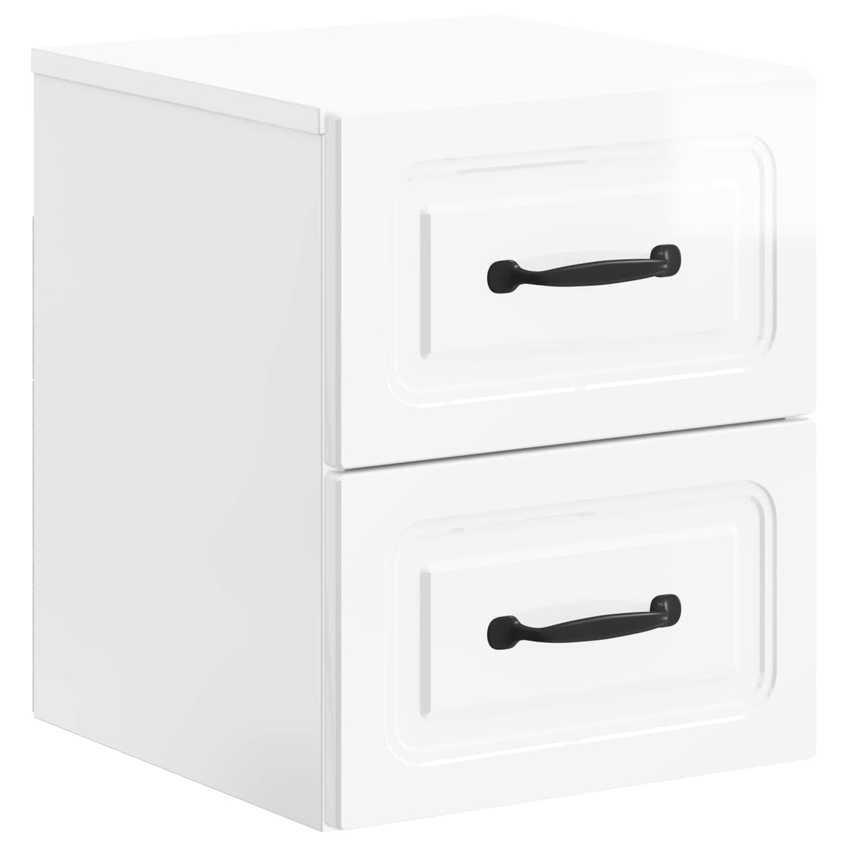 vidaXL Wall-Mounted Bedside Cabinet 2 pcs High Gloss White 5
