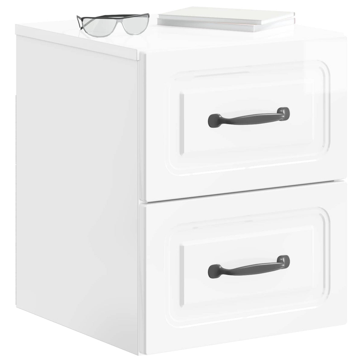 vidaXL Wall-Mounted Bedside Cabinet 2 pcs High Gloss White 3