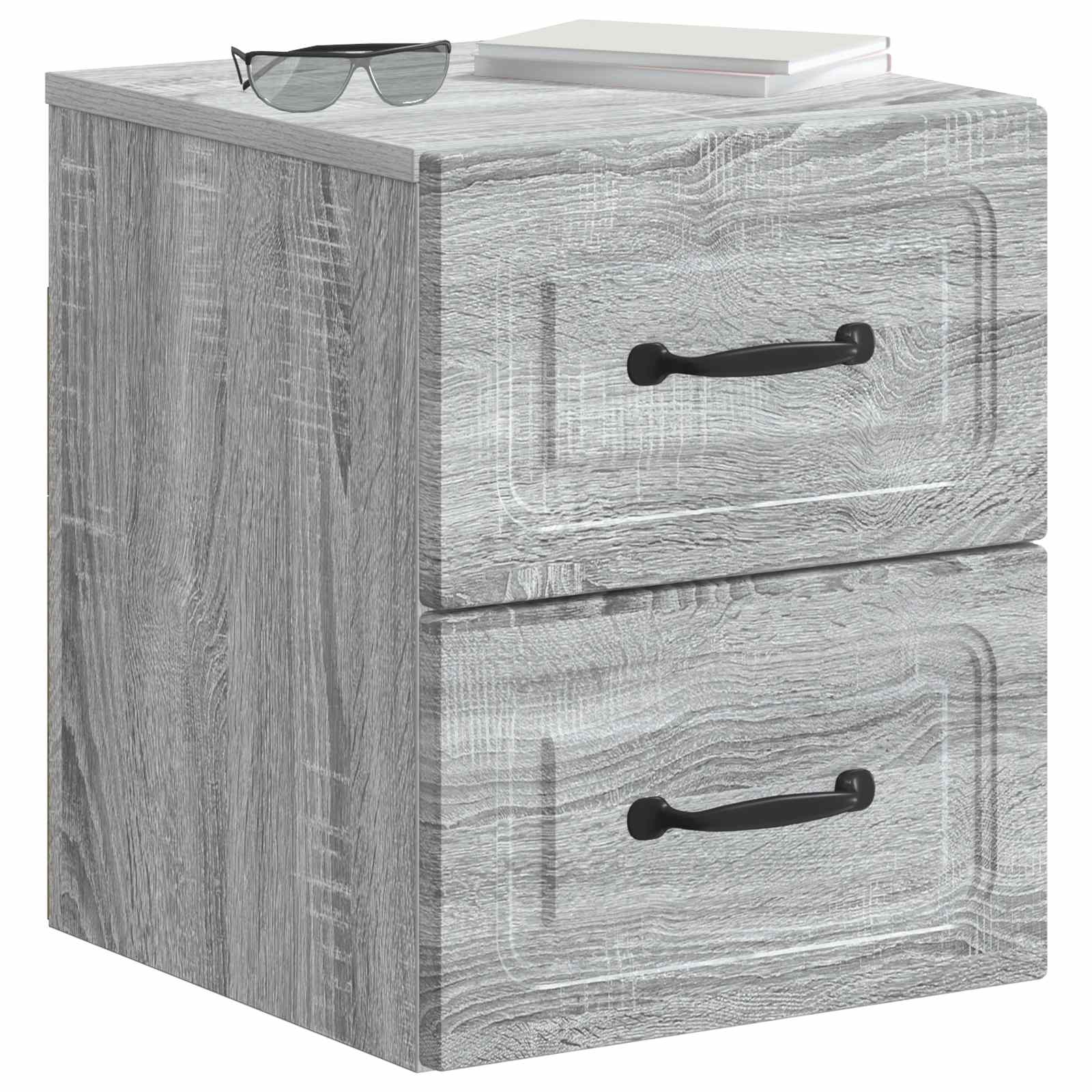 vidaXL Wall-Mounted Bedside Cabinet Grey Sonoma 34.5 x 33 x 40 cm 3